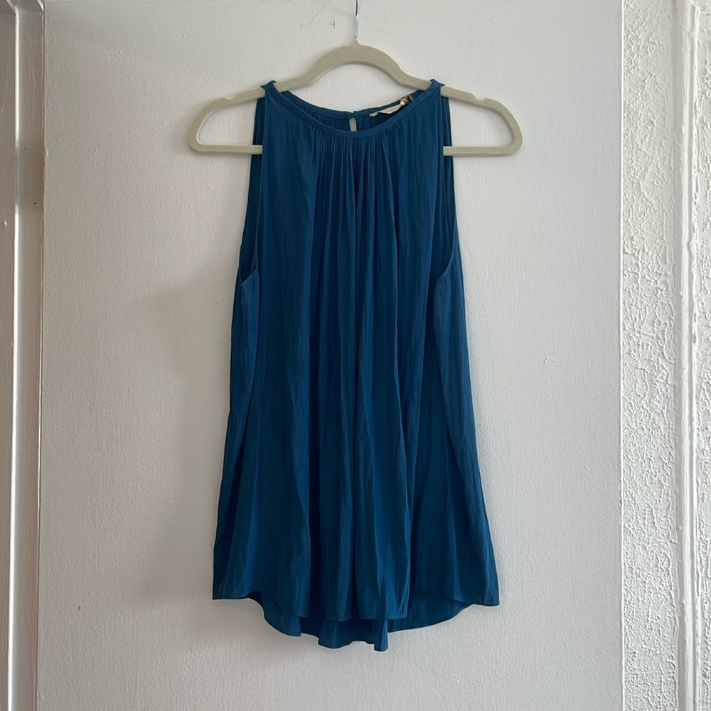 Blue Ramy Brook Flowy High Neck Tank